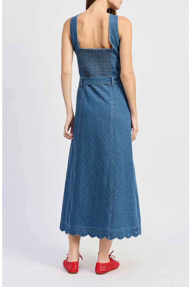 Heidi Polka Dot Denim Midi Dress, Alternate, color, MEDIUM WASH DENIM