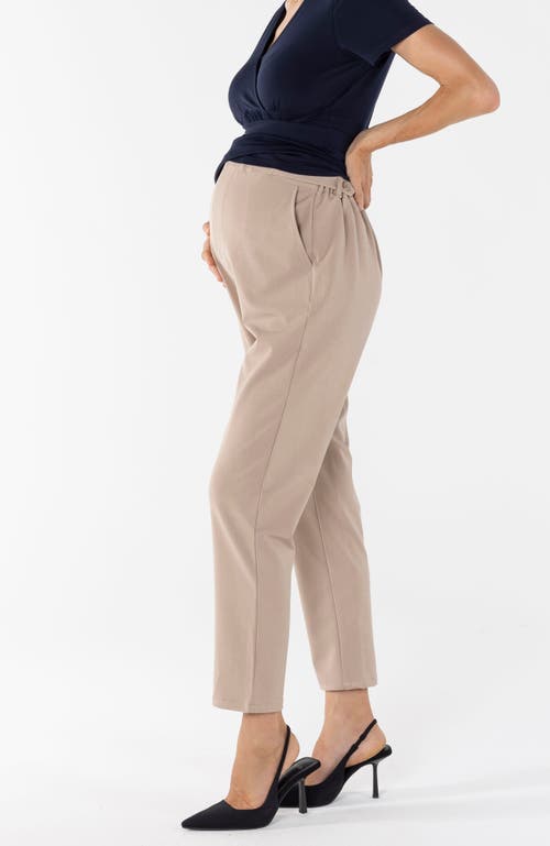 Angel Maternity Donna High Waist Maternity Work Pants In Beige