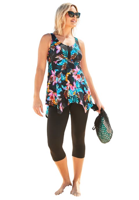 Longer-Length Handkerchief Hem Tankini Top