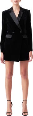 Endless Rose Long Sleeve Velvet Tuxedo Romper