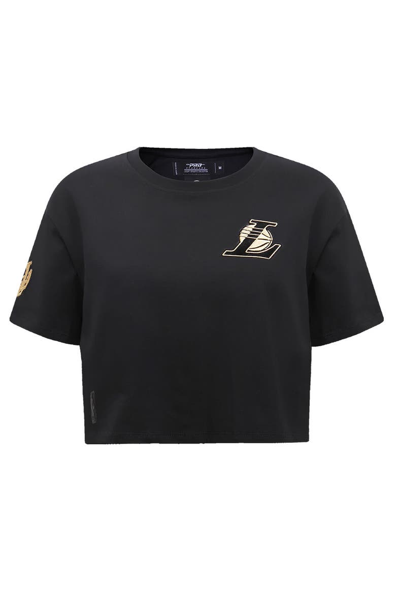 Women's Pro Standard Black Los Angeles Lakers Holiday Glam Boxy T-Shirt, Alternate, color, Black