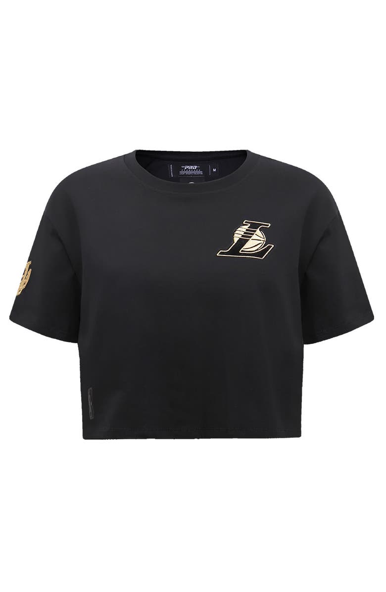 PRO STANDARD Women's Pro Standard Black Los Angeles Lakers Holiday Glam Boxy T-Shirt, Alternate, color, Black