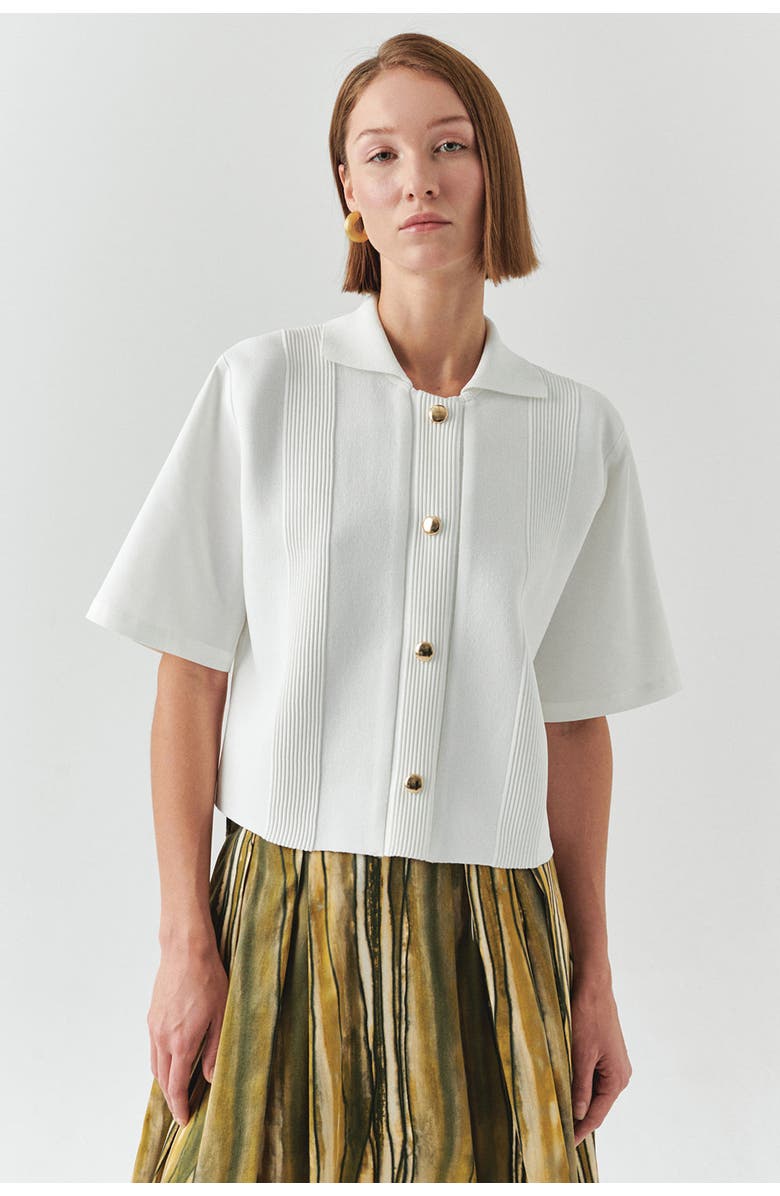 Exquise Marilyn Short Sleeve Poplin Shirt, Alternate, color, Ecru