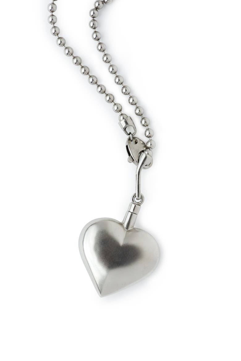 Puffed Heart Necklace II, Main, color, Silver