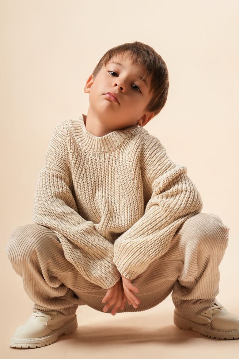 Organic Cotton Knit Sweater, Alternate, color, Stone