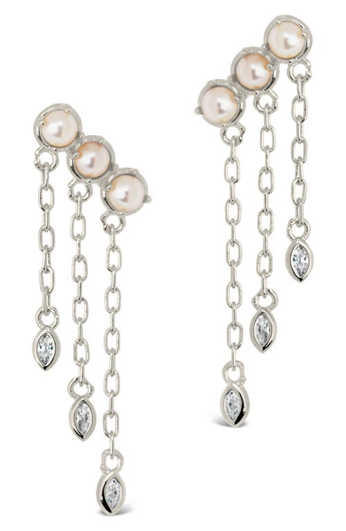 Sterling Forever Rhiannon Cultured Pearl & Cubic Zirconia Drop Earrings In Metallic