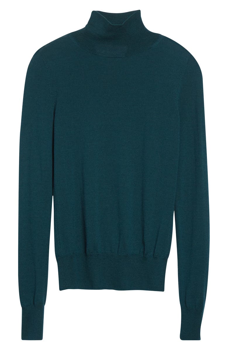 Carolina Herrera Virgin Wool & Silk Mock Neck Sweater, Alternate, color, Pine Green