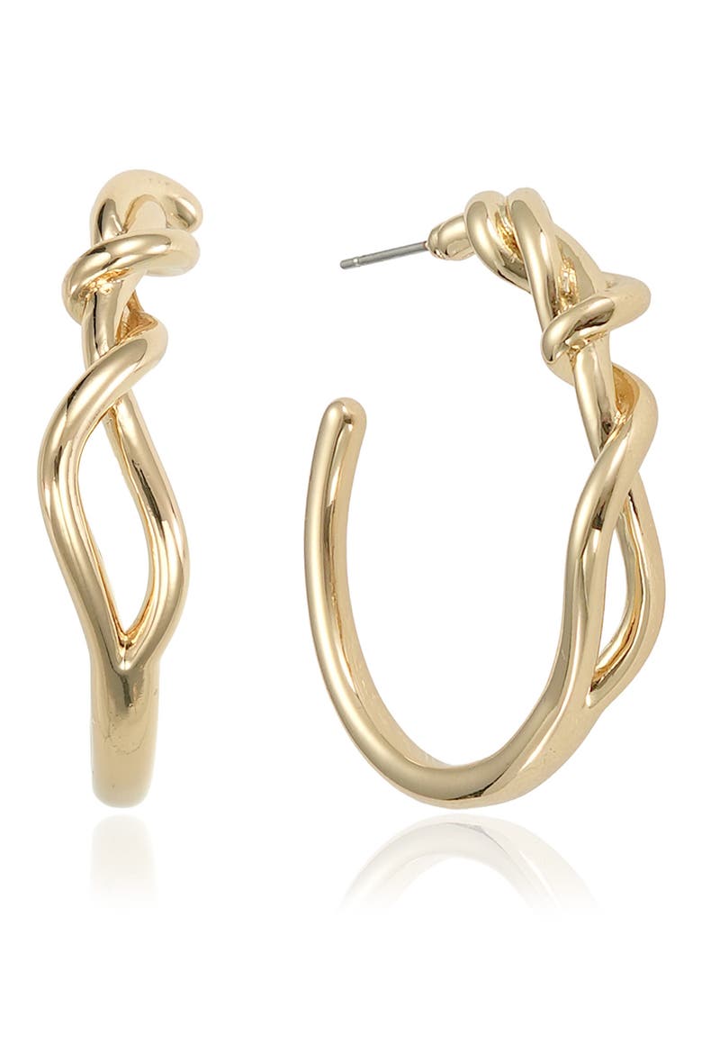 Twisted Medium Hoop Earrings, Main, color, GOLD