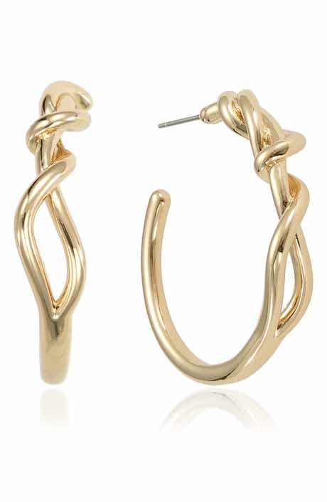 Ettika Twisted Medium Hoop Earrings