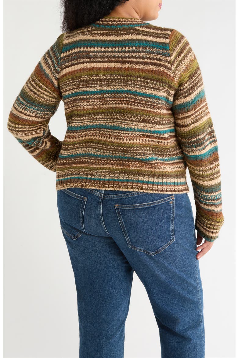 Striped Crewneck Sweater, Alternate, color, BROWN MULTI