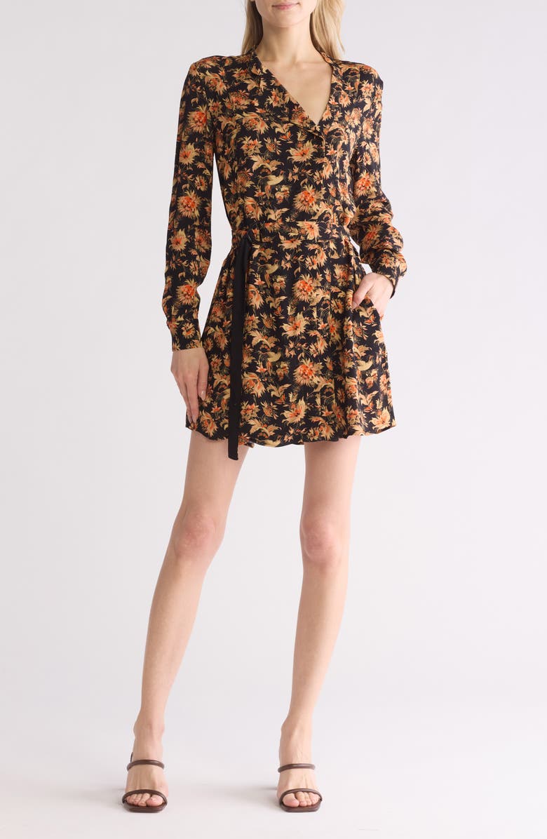 Reiss Lula Floral Long Sleeve Dress, Main, color, Black Floral