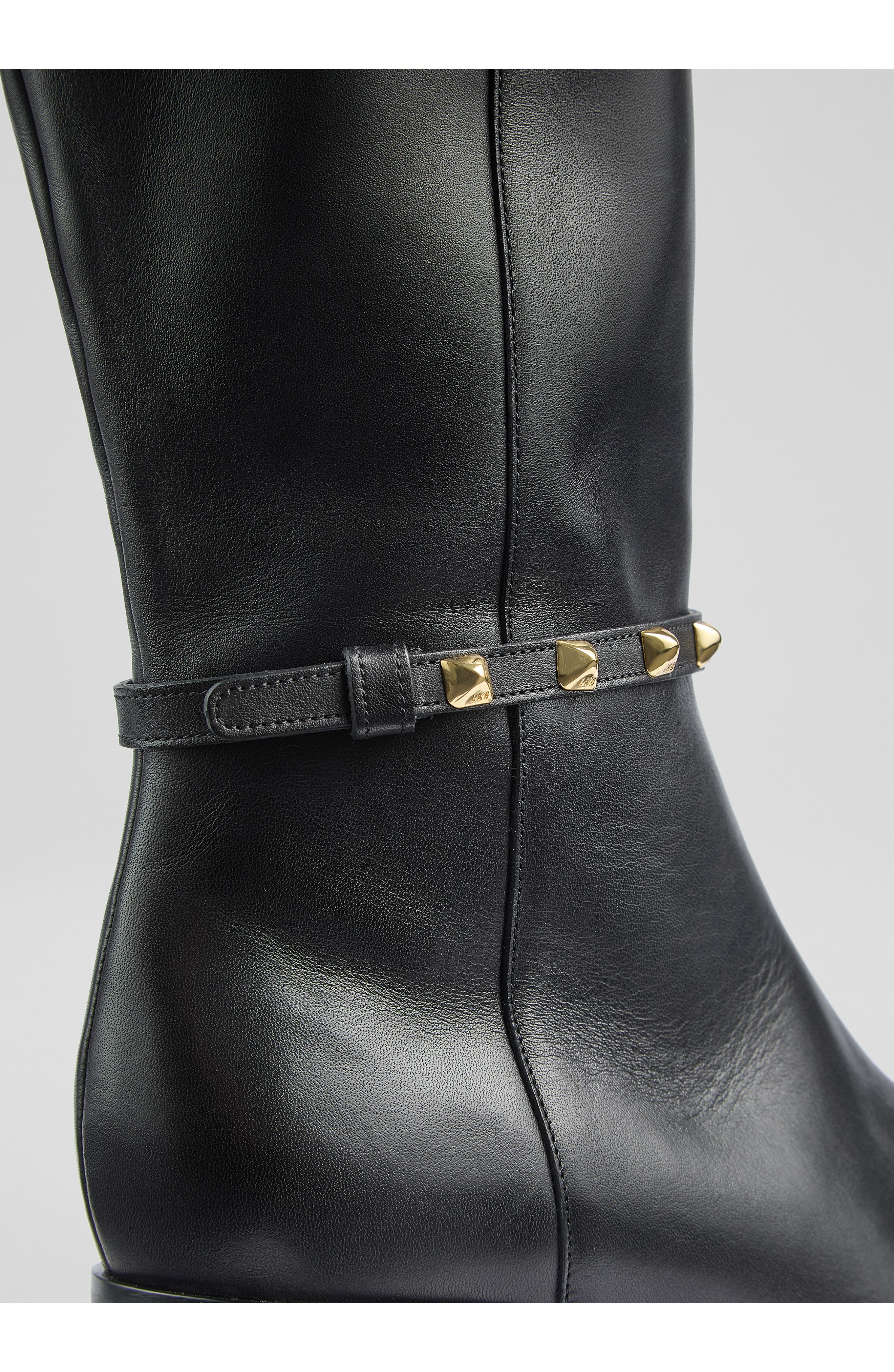 LK Bennett Stevie Stud Detail Knee High Boot, Alternate, color, Black
