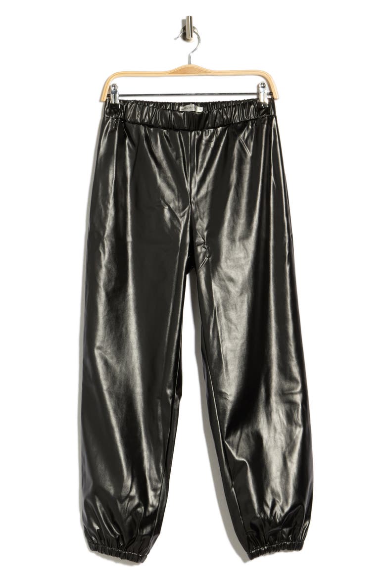 Faux Leather Jogger Pants, Alternate, color, BLACK