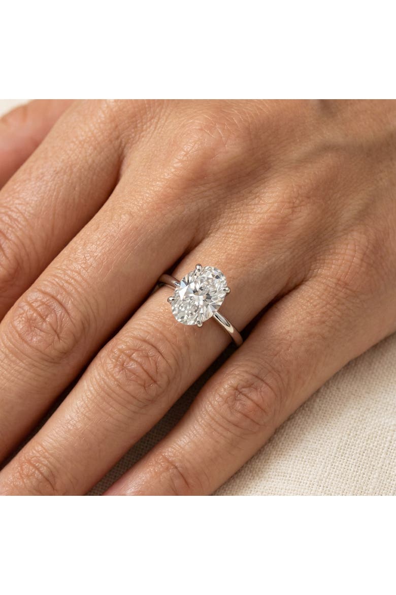 Certified 2Ct Oval Diamond Solitaire Thin Engagement Ring Gold Lab Grown, Alternate, color, 14k White Gold