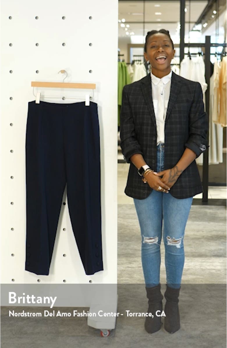 Button Hem Wool Blend Straight Leg Pants, sales video thumbnail