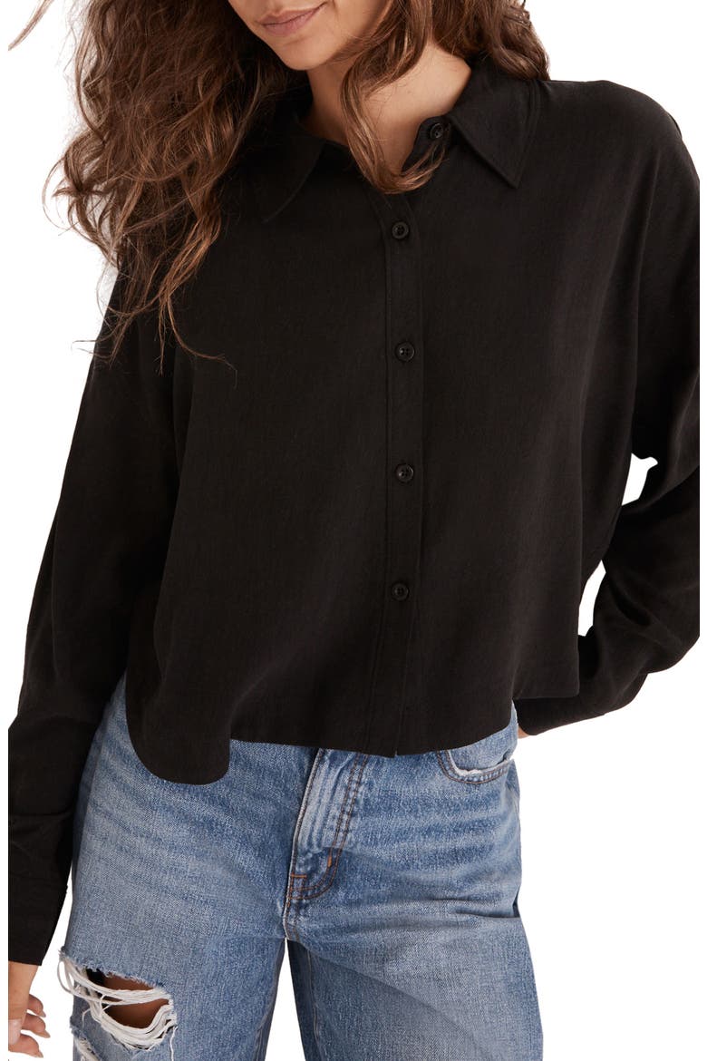 Lusterweave Hartfield Crop Shirt, Main, color, TRUE BLACK