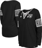 New Era Women's New Era Black Las Vegas Raiders Lace-Up Notch Neck Long Sleeve T-Shirt