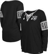 New Era Women's New Era Black Las Vegas Raiders Lace-Up Notch Neck Long Sleeve T-Shirt