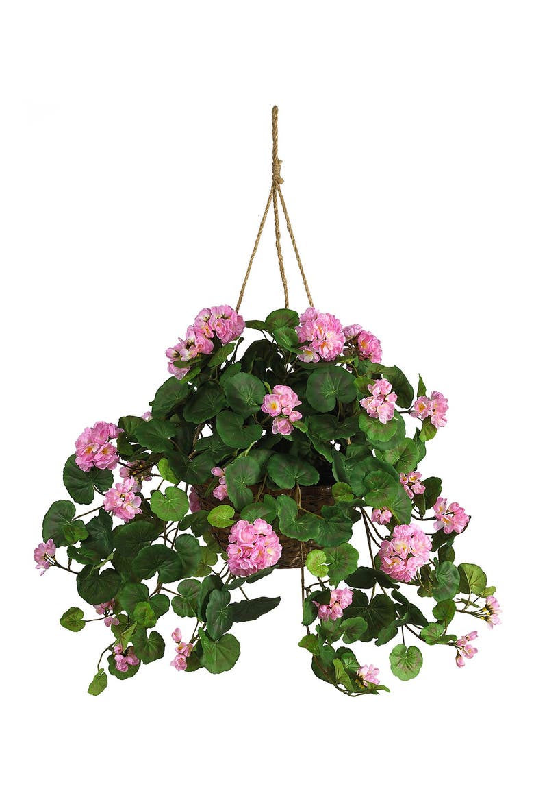 NEARLY NATURAL Geranium Hanging Basket Artificial Plant | Nordstrom