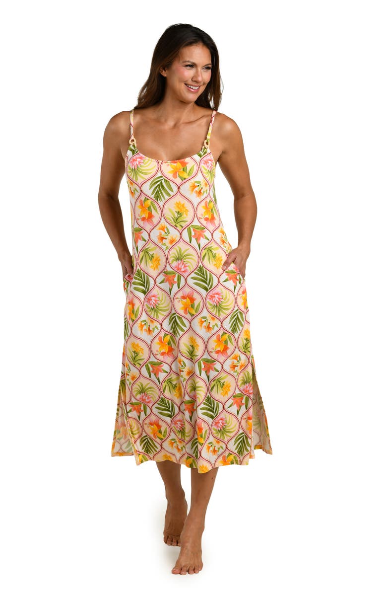 La Blanca Palm Cover-Up Dress, Alternate, color, White Multi