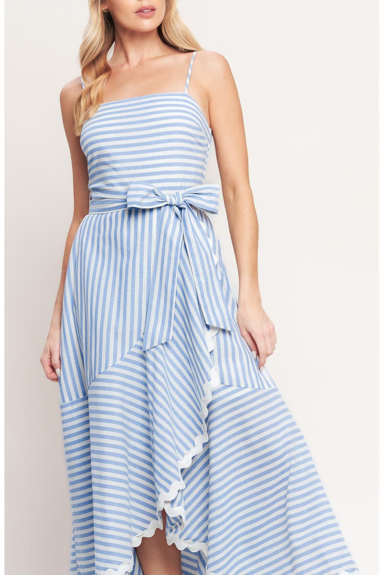 Striped High-Low Maxi Dress, Alternate, color, WHITE BLUE