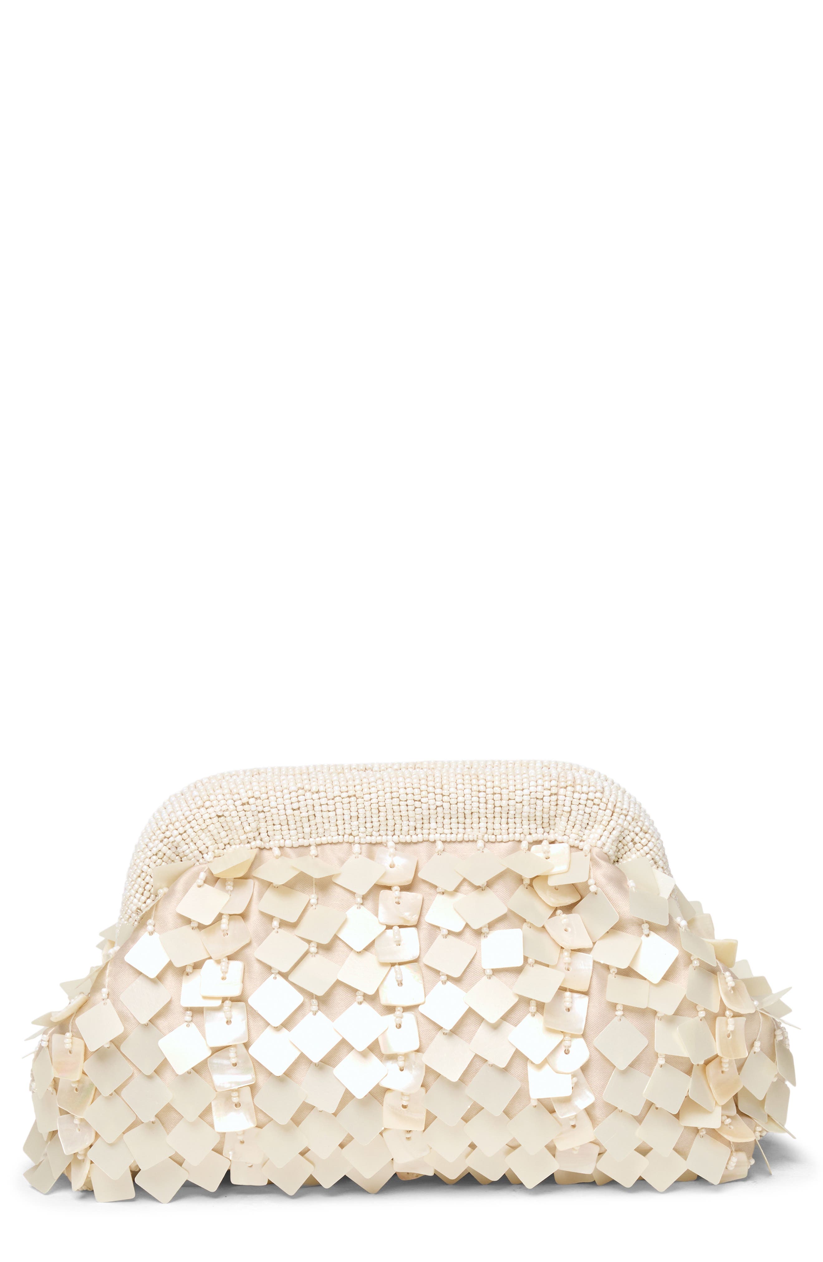 LSPACE Vienna Embellished Clutch, Main, color, Cream