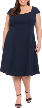 London Times Fit & Flare Sweetheart Midi Dress