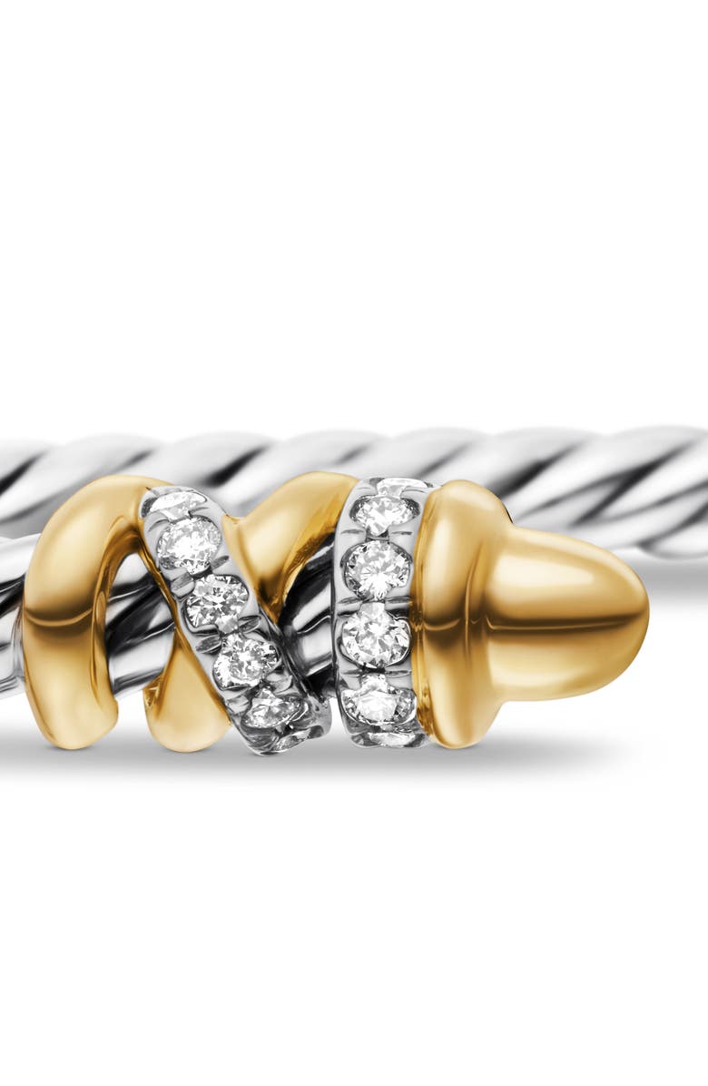 David Yurman Petite Helena 18K Gold Domes & Diamond Open Bracelet, Alternate, color, Silver Pave