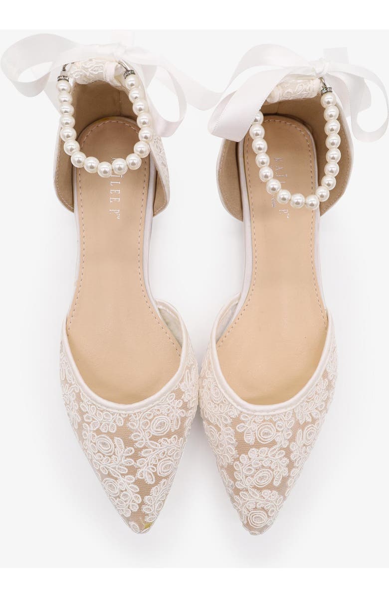 Kailee P Twila Crochet Lace pointed toe with All Pearls Ankle Strap, Alternate, color,