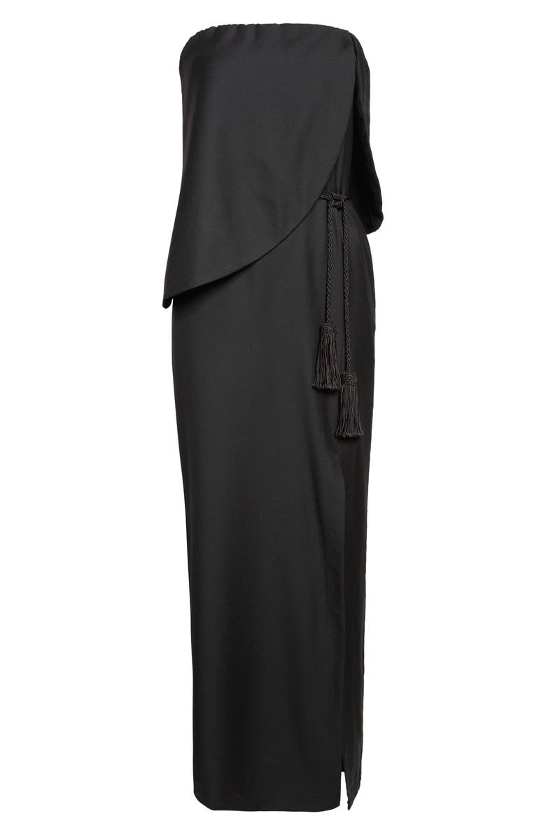 POSSE Elspeth Strapless Wool Maxi Dress, Alternate, color, Black