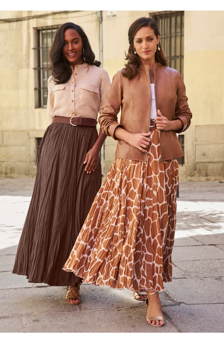 Jessica London Flowing Crinkled Maxi Skirt, Alternate, color, Black Gingham Floral