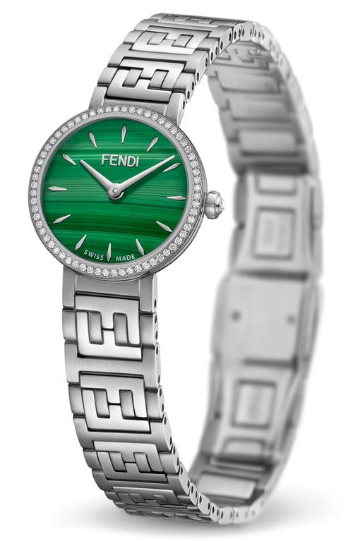 Fendi Diamond-embellished Watch With Green Malachite Dial In Metallic