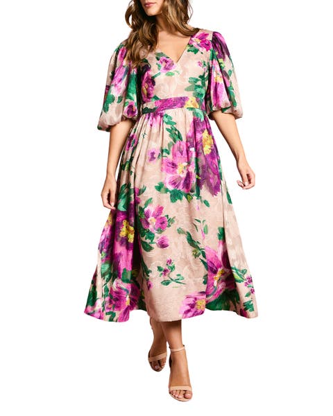 Bow Detail Jacquard Midi Dress