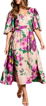 Coast Bow Detail Jacquard Midi Dress