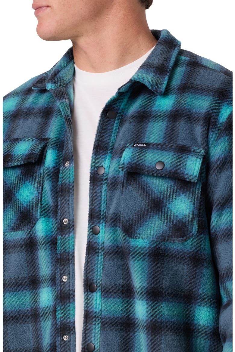 Glacier Plaid Superfleece Snap-Up Overshirt, Alternate, color, DARK SLATE