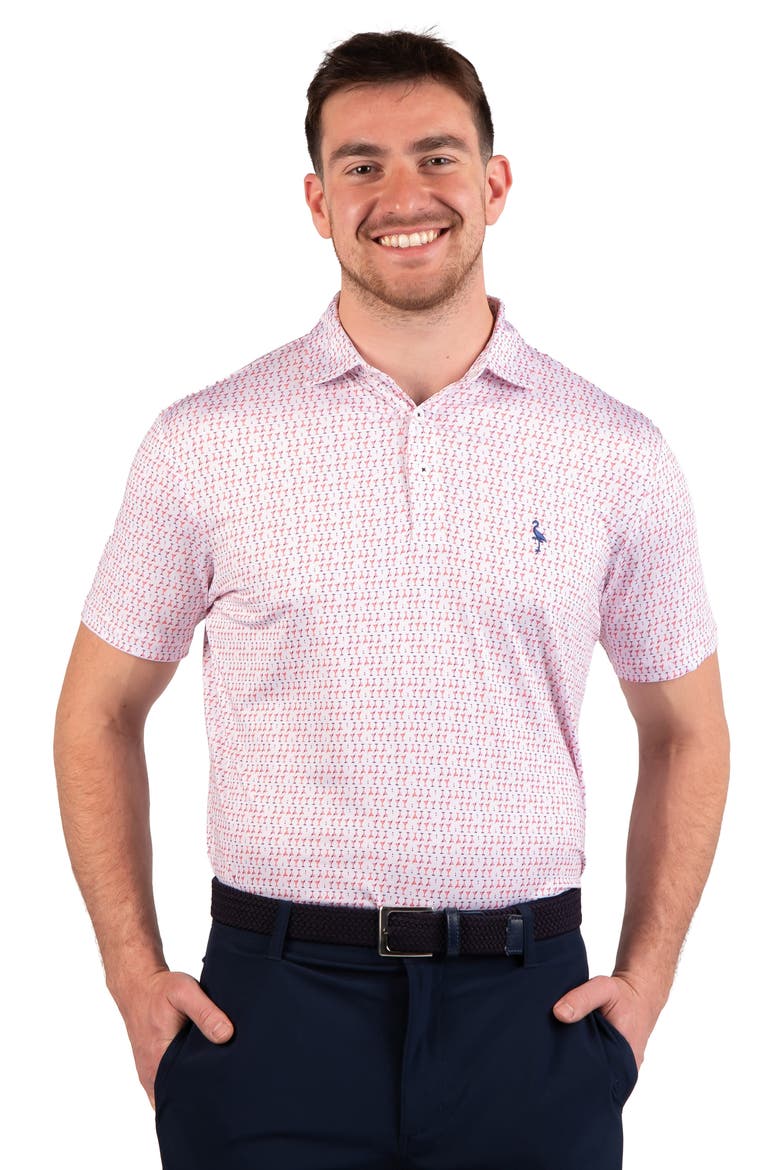 Martini Glass Print Performance Polo, Alternate, color, RED