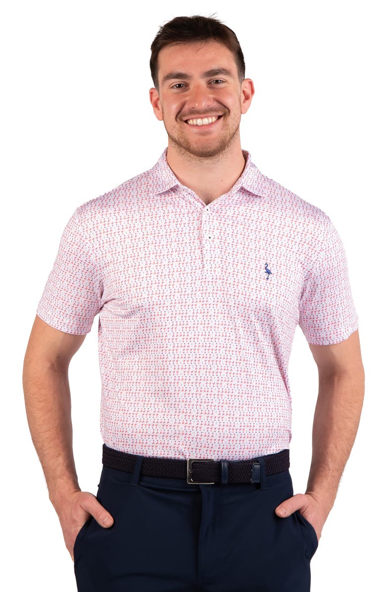 TailorByrd Martini Glass Print Performance Polo, Alternate, color, Red