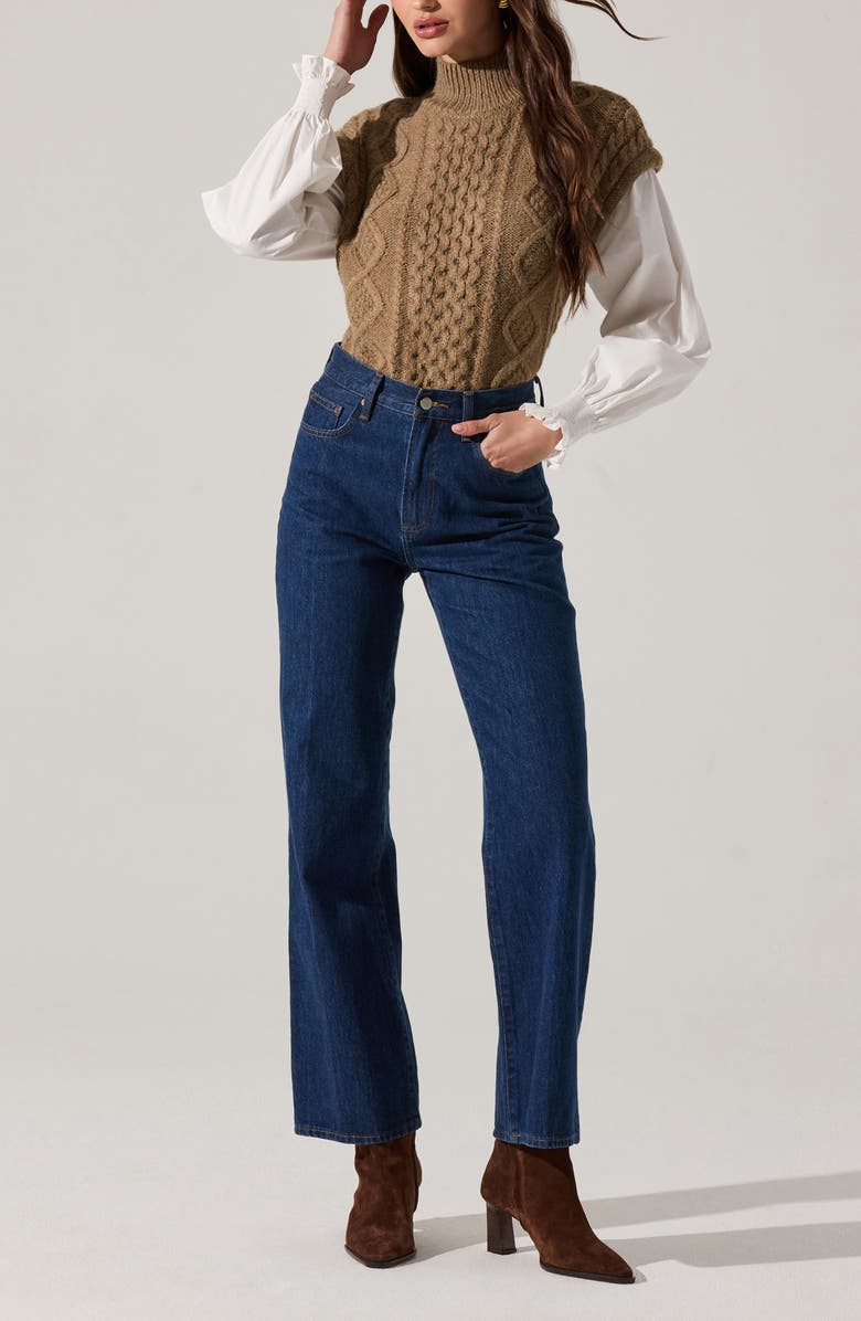 ASTR the Label Angeline Mixed Media Sweater, Alternate, color, Khaki