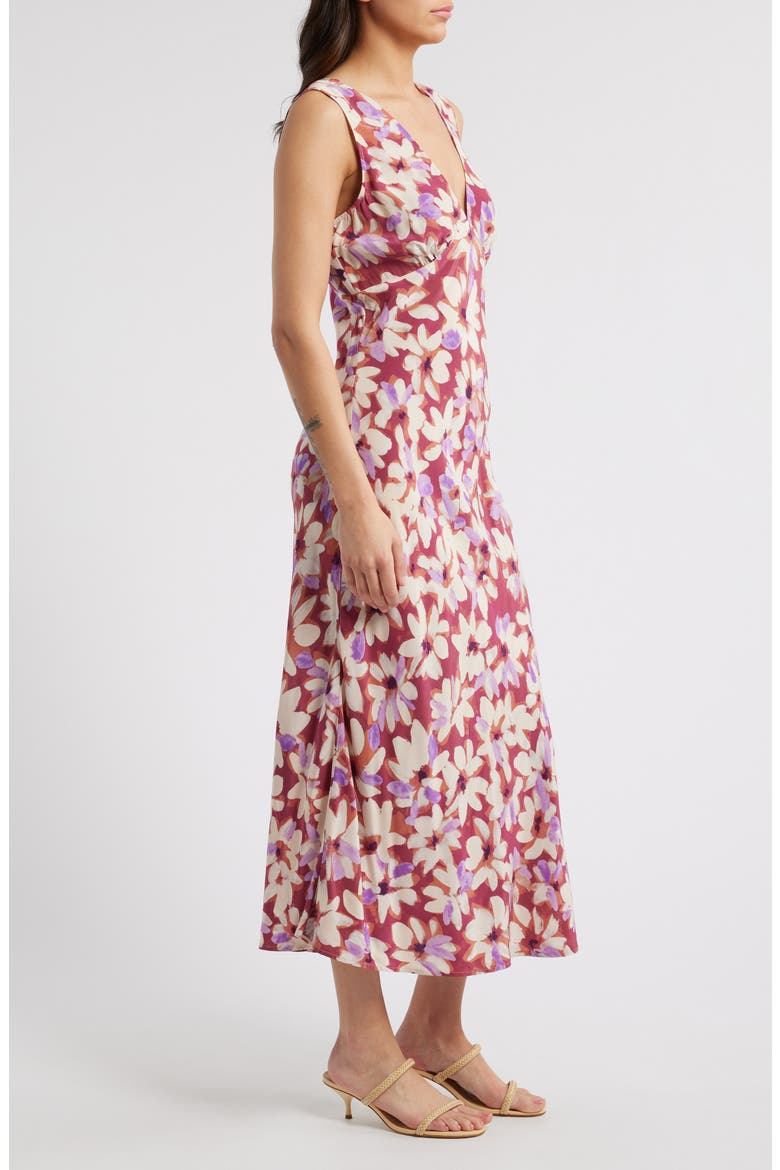 Audrina Floral Print Midi Dress, Alternate, color, AMARANTH