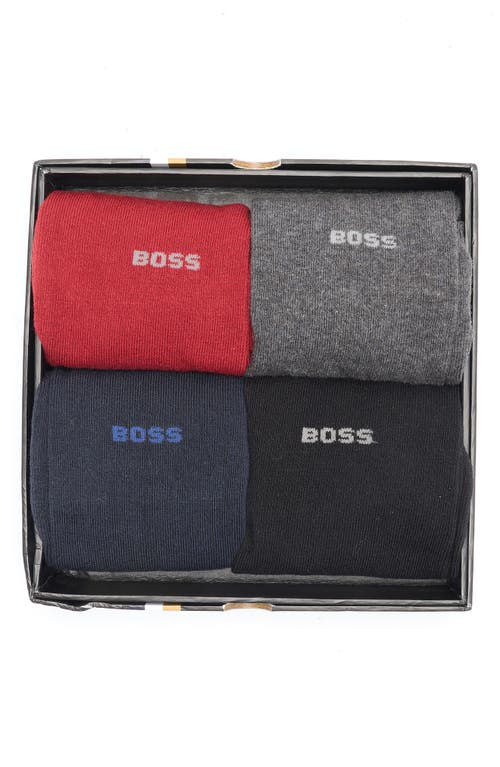 Hugo Boss Boss 4-pack Assorted Crew Socks Gift Box In Multi