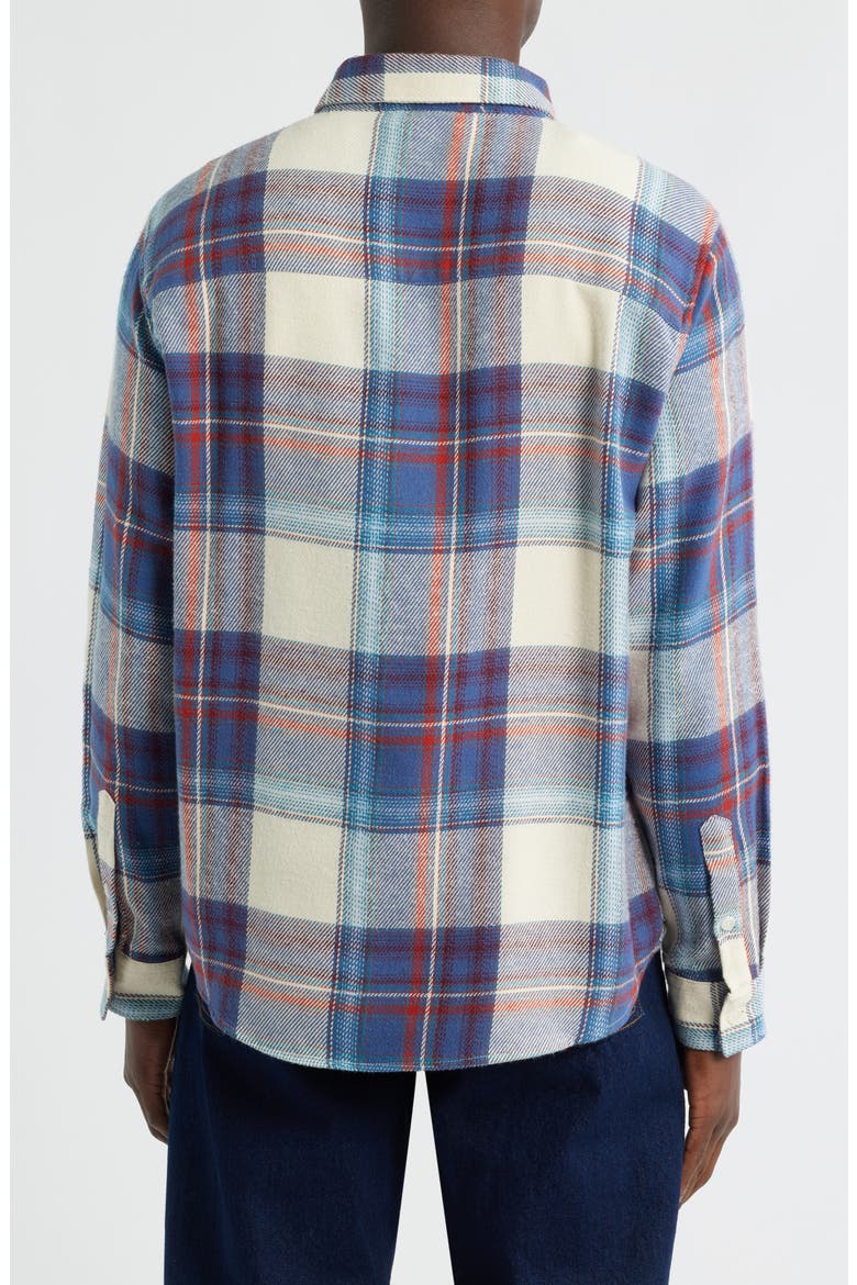 Shelly Plaid Cotton Flannel Button-Up Shirt, Alternate, color, BLUE / MULTI