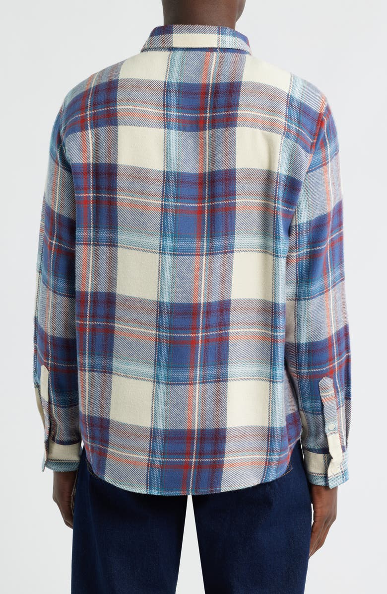 Wax London Shelly Plaid Cotton Flannel Button-Up Shirt, Alternate, color, Blue / Multi