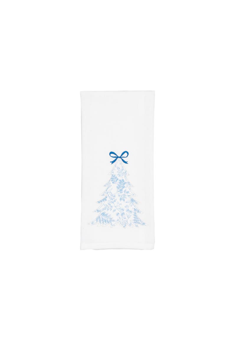 Icy Botanical Christmas Tree with Ribbon Towel, Alternate, color, Blue