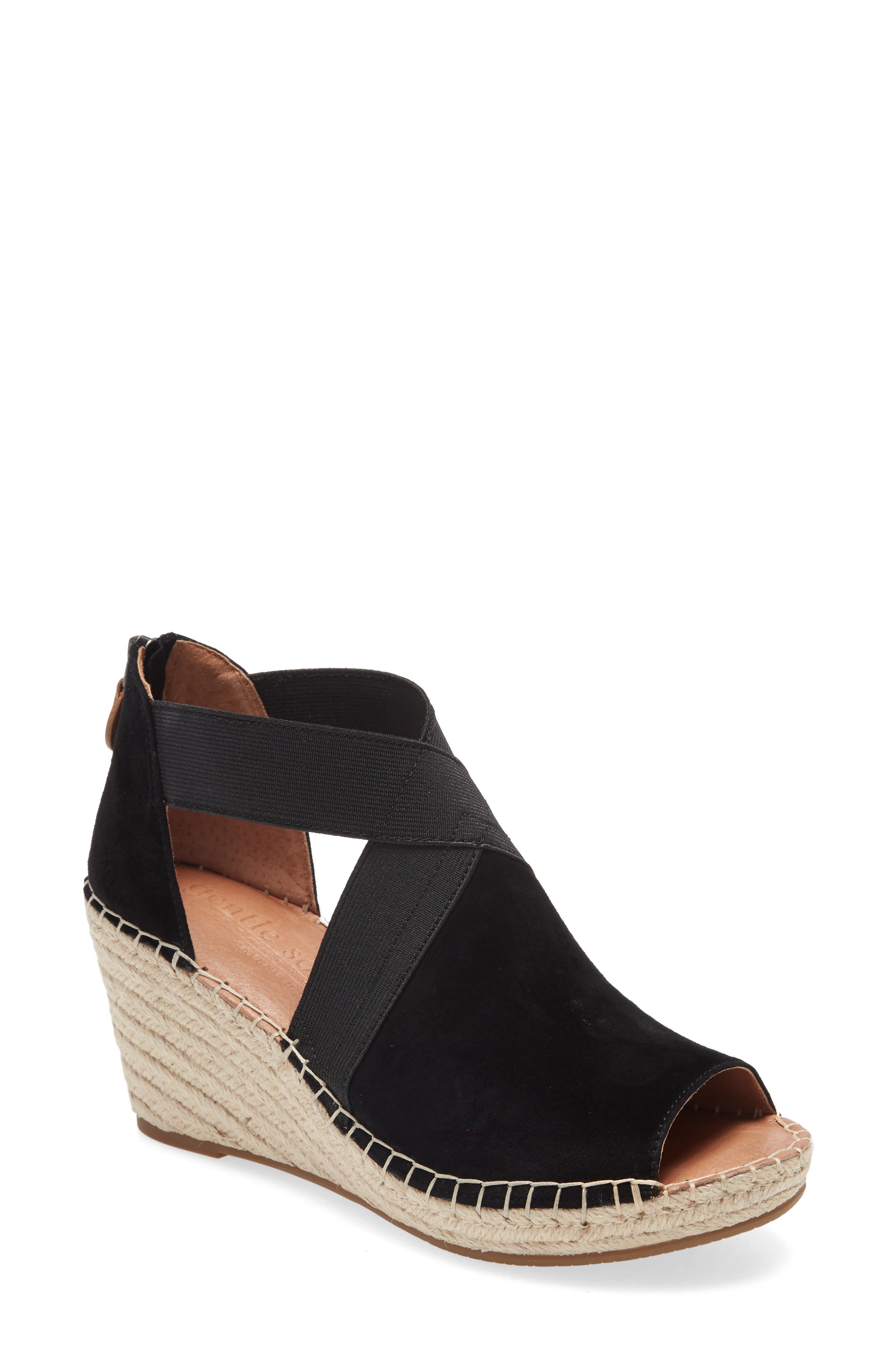 Signature Colleen Wedge Sandal, Main, color, BLACK SUEDE