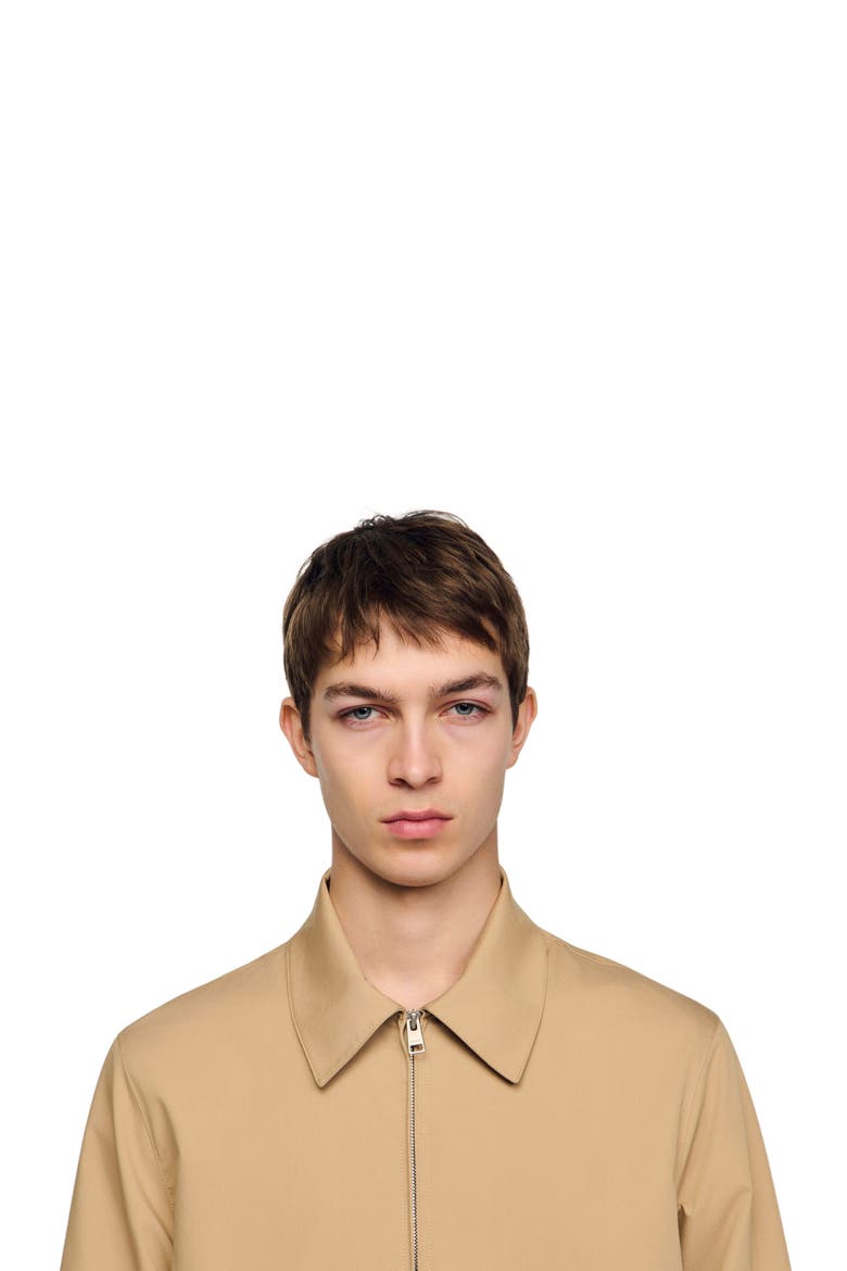 Zip-up cotton jacket, Alternate, color, Sand