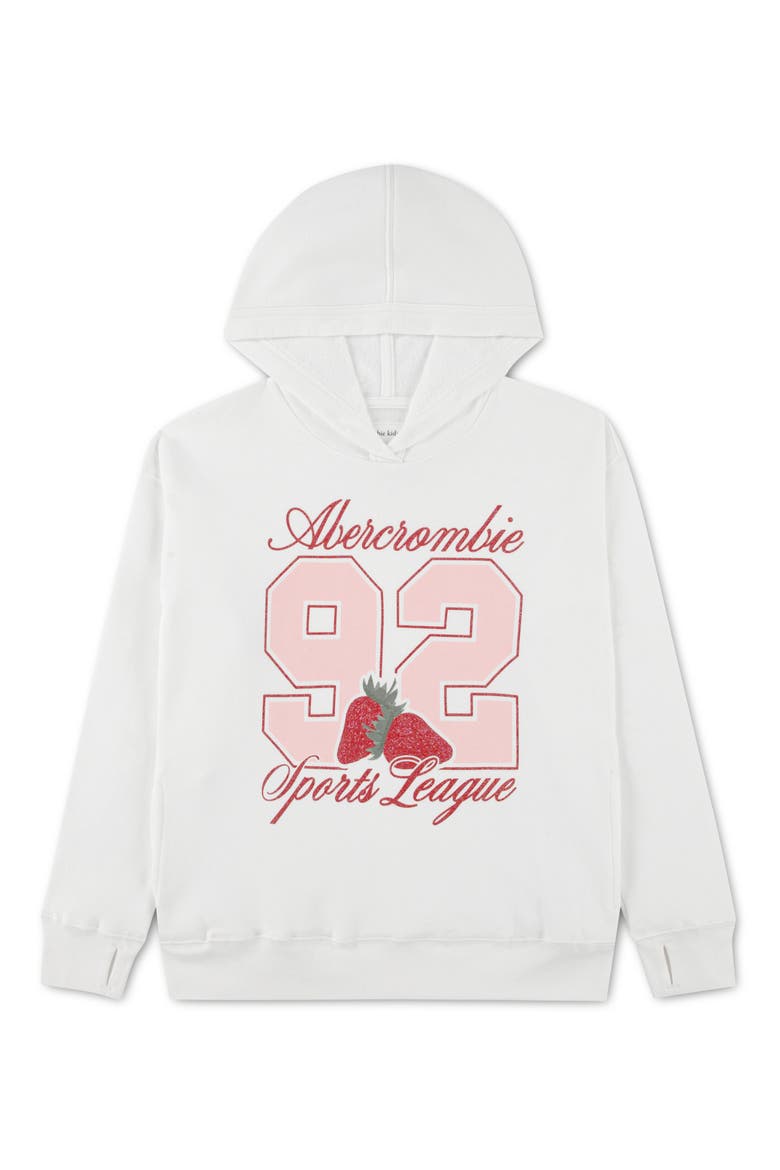 Kids' Strawberry Graphic Hoodie, Main, color, BRIGHT WHITE