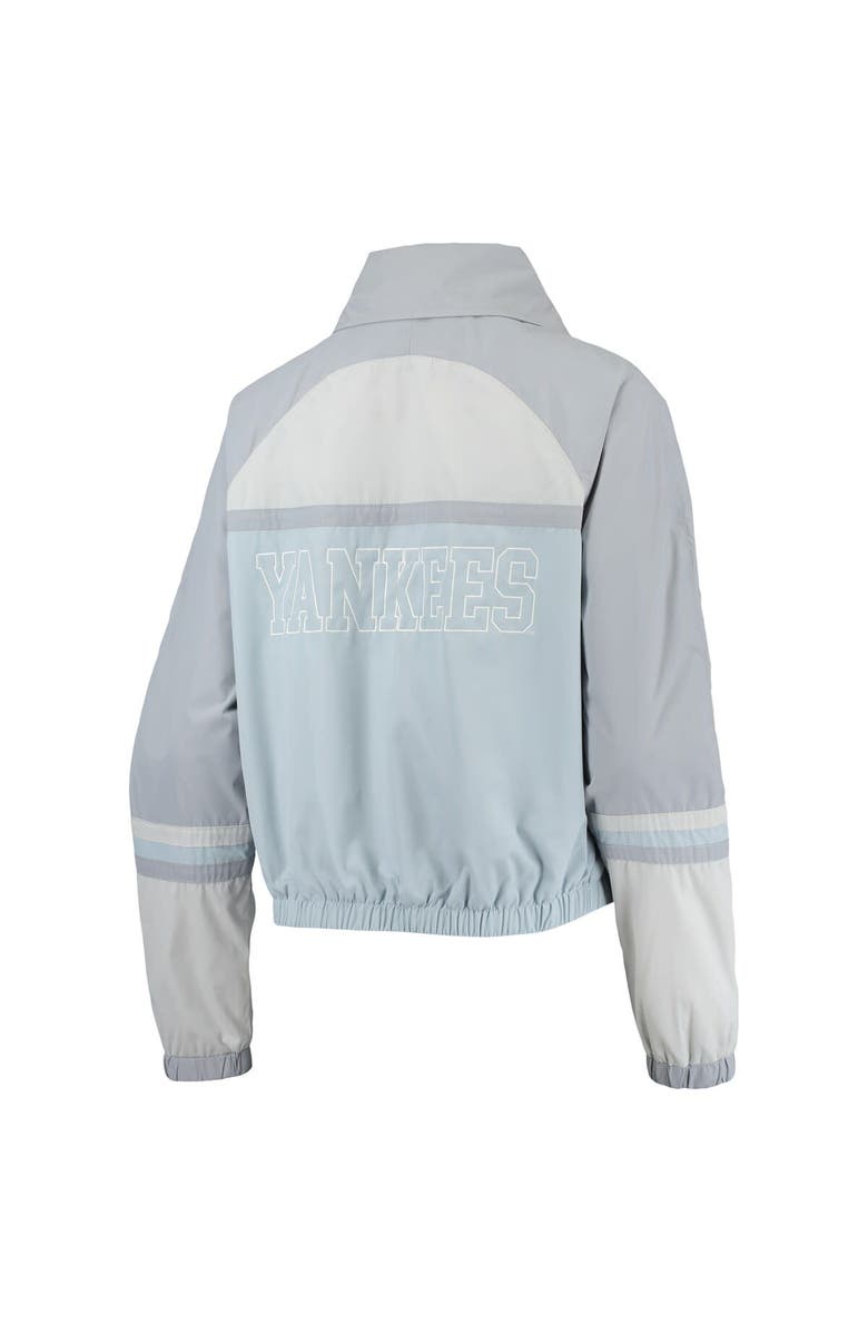THE WILD COLLECTIVE Women's The Wild Collective Navy New York Yankees Colorblock Track Raglan Full-Zip Jacket, Alternate, color, Light Blue