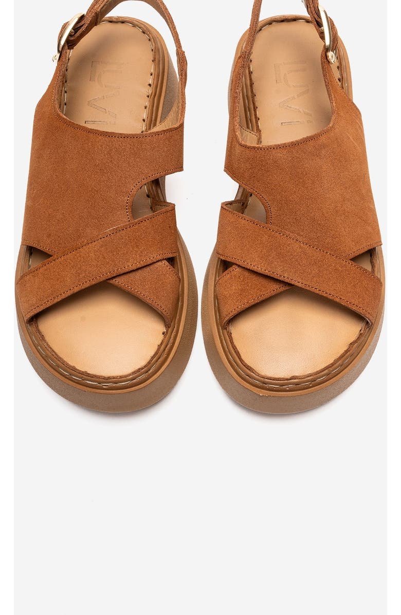 Forever & Always Shoes Vien Leather Platform Sandal, Alternate, color, Cognac Suede