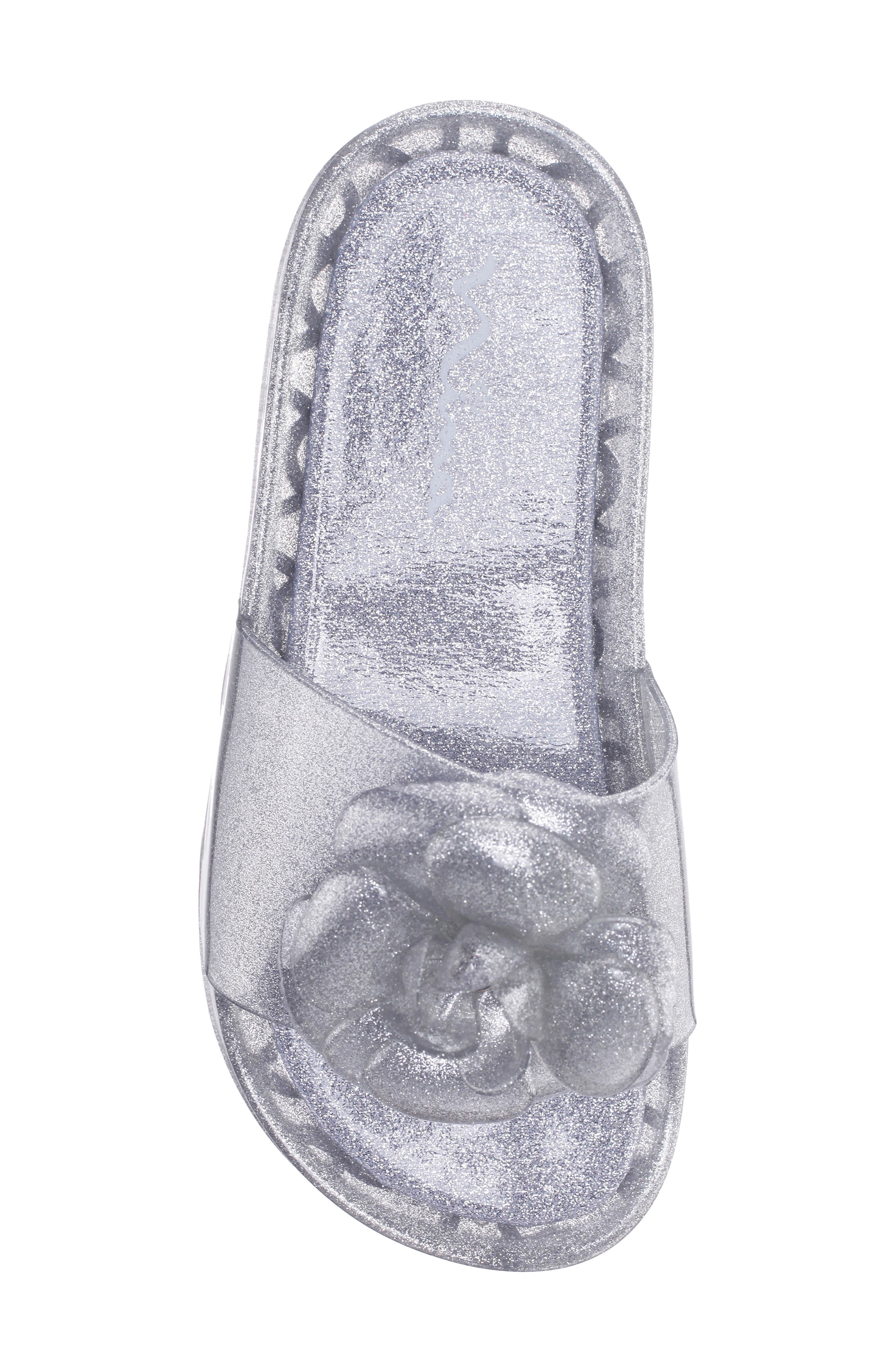 Nina Kids' Waterproof Jelly Slide Sandal, Alternate, color, Silver Glitter Jelly