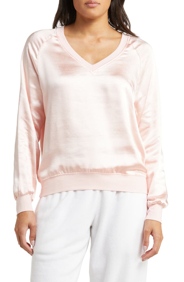 PJ Salvage V-Neck Satin Sleep Top, Main, color, 